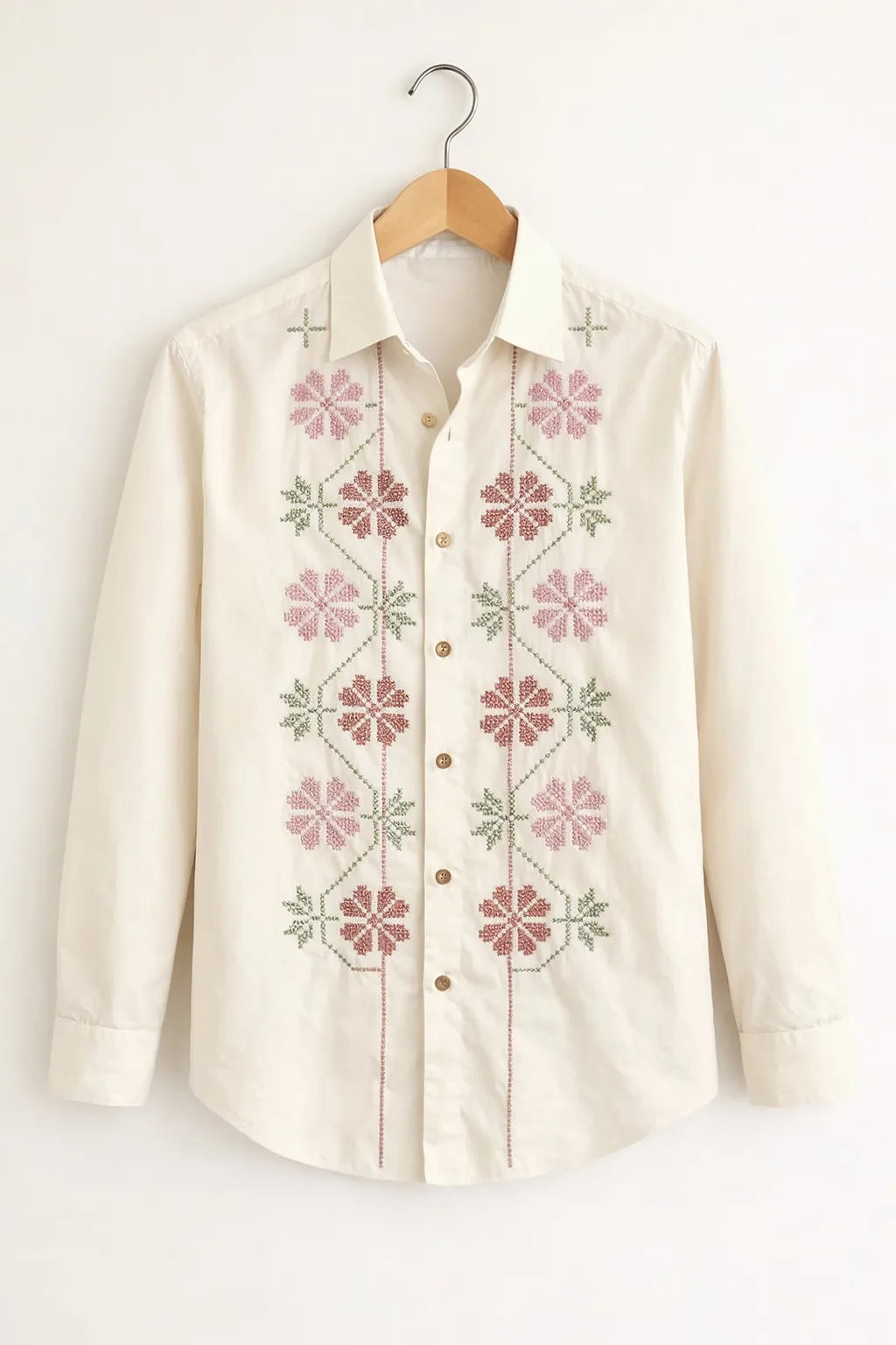 Men's Floral Geometric Embroidery Shirt