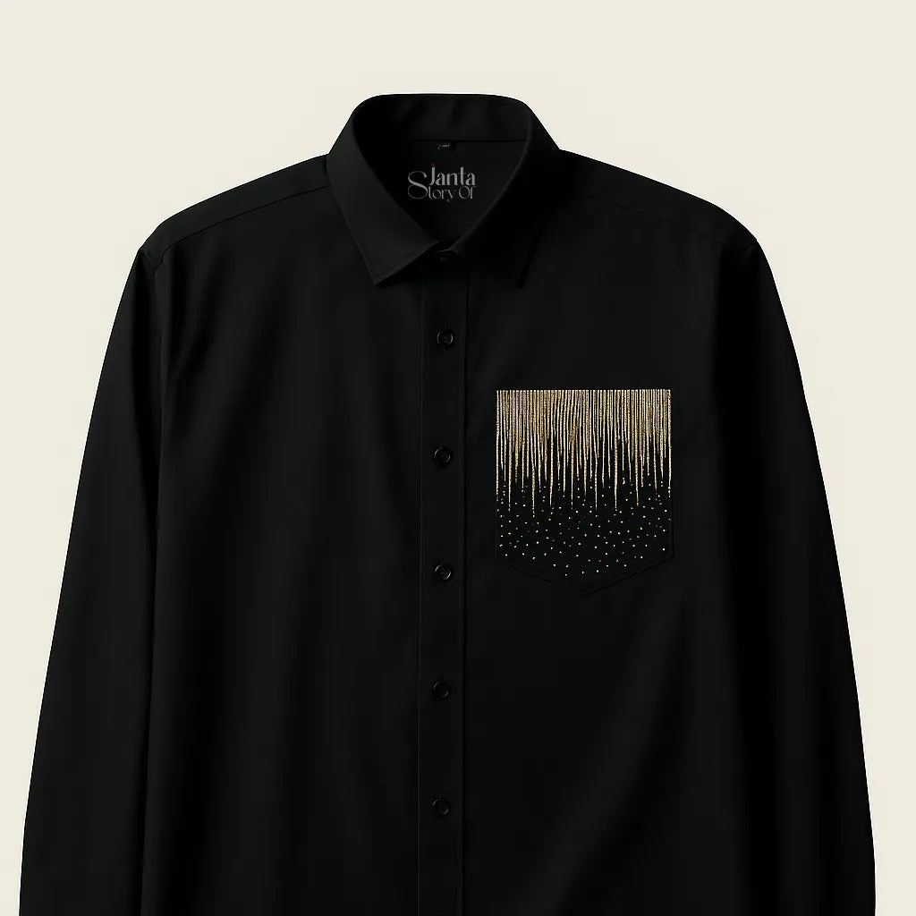 Black Royale with Gold Embellished Pocket Work