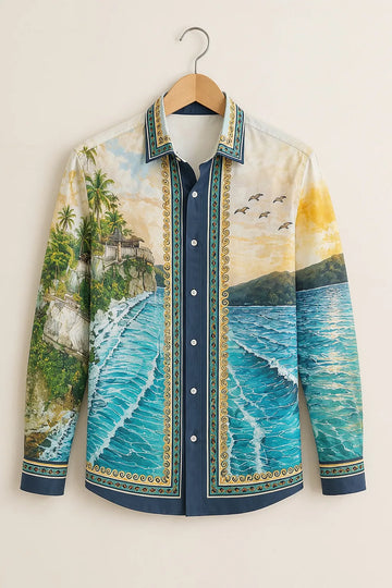 Men's Coastal Paradise Scenic Printed Shirt