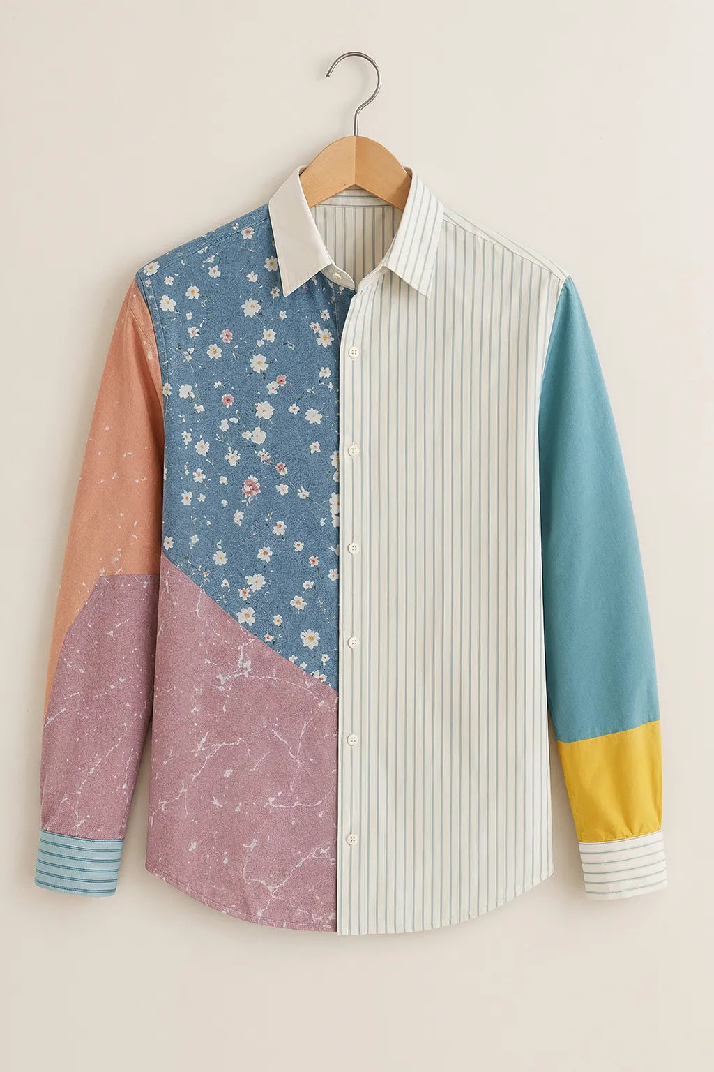 Men's Creative Patch Panel Shirt