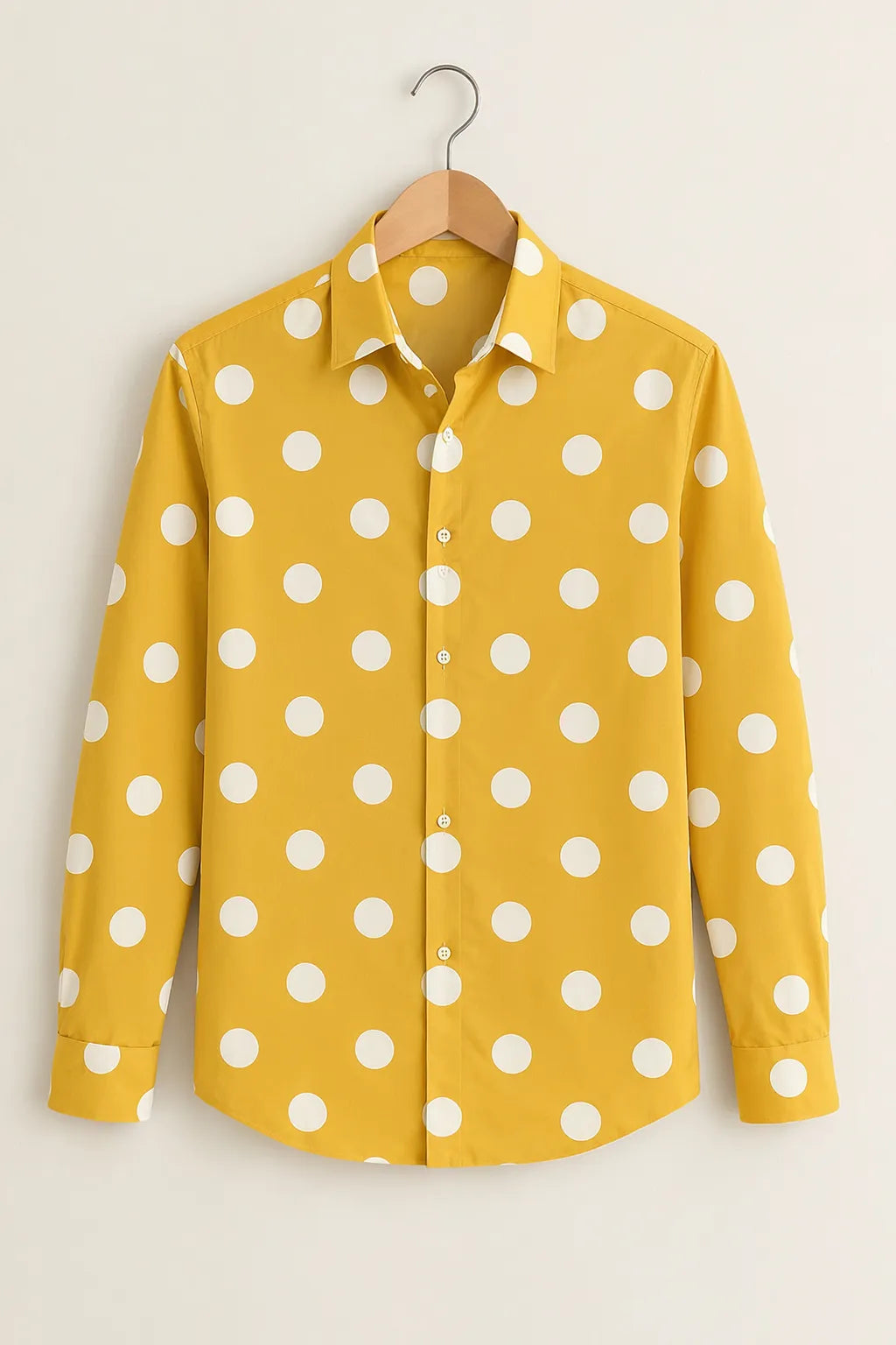 Men's Yellow Polka Dot Printed Shirt