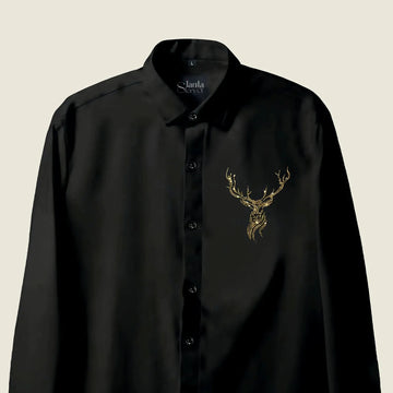 Signature Look – Diamond Work Deer Black Shirt