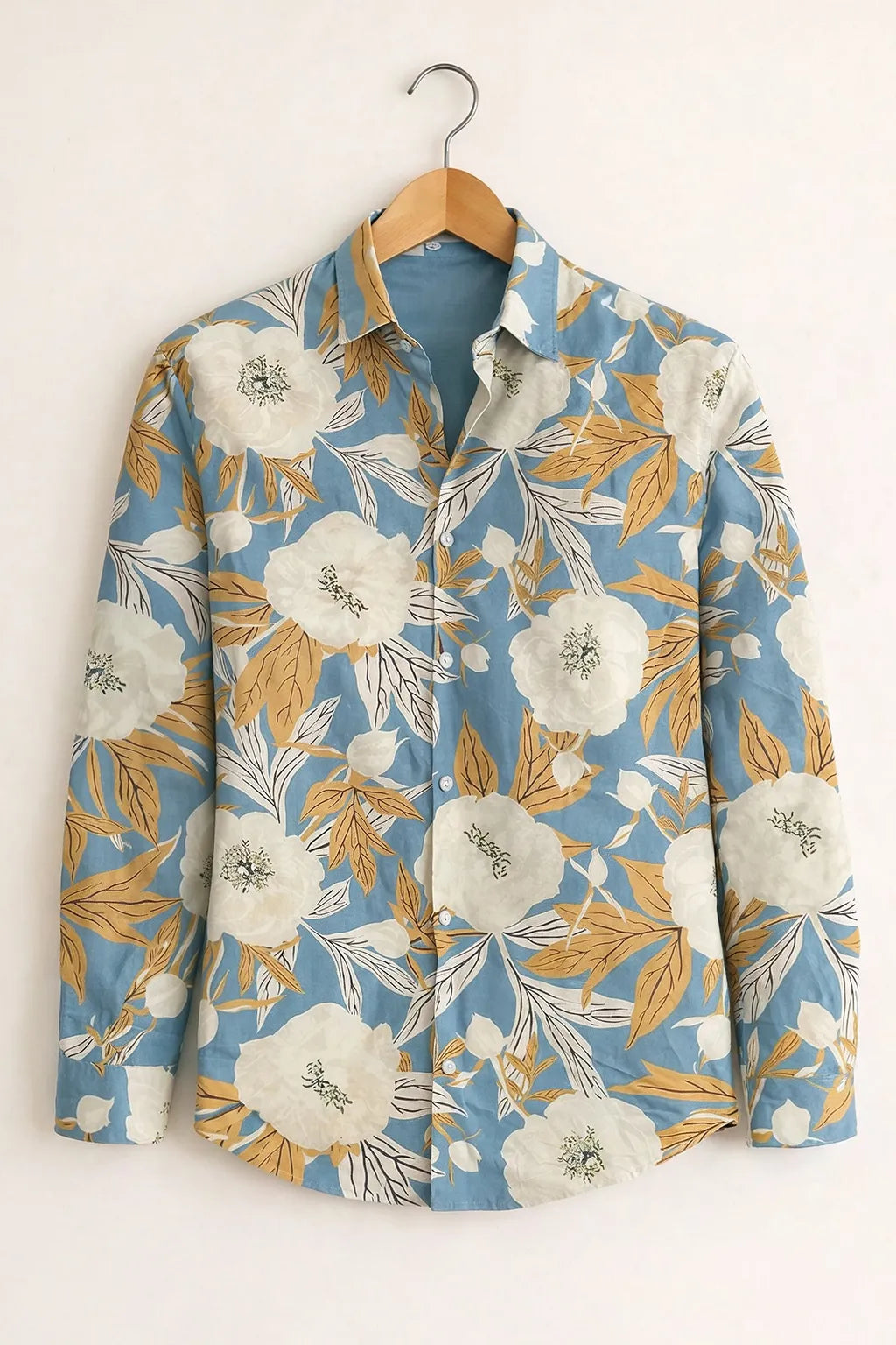 Men's Sky Blue Floral Print Shirt