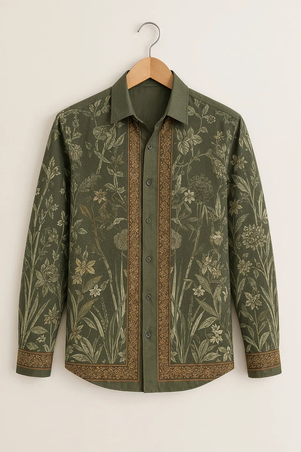 Men's Olive Royal Floral Printed Shirt