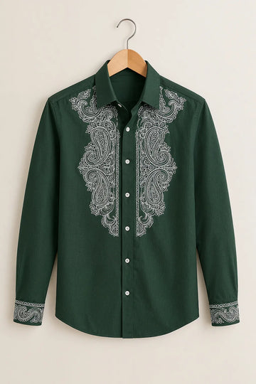Men's Emerald Paisley Printed Shirt