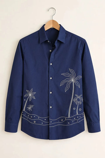 Men's Navy Coastal Minimal Design Shirt