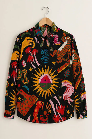Men's Black Safari Adventure Printed Shirt