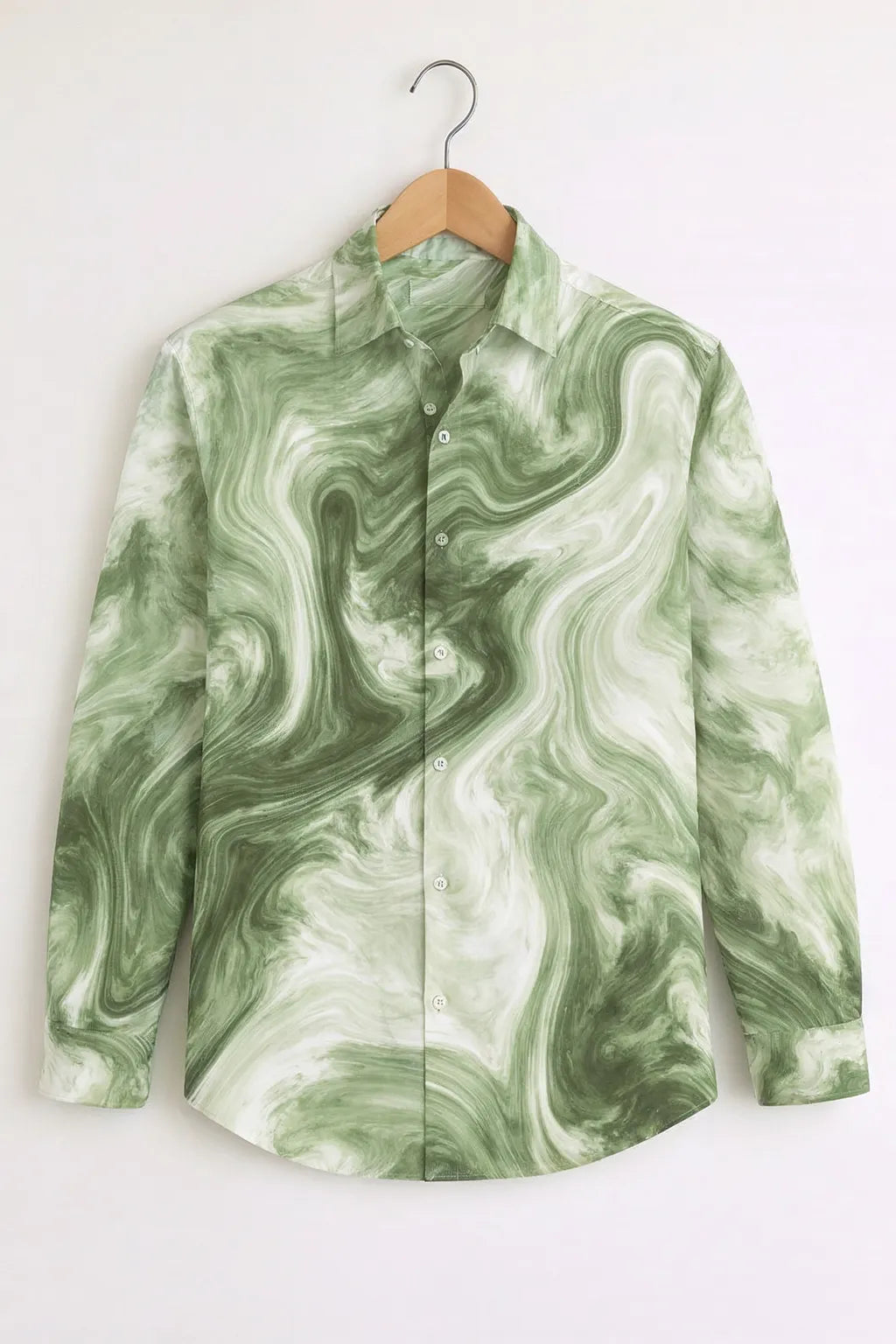 Marble Swirl Print Sage Green Premium Shirt