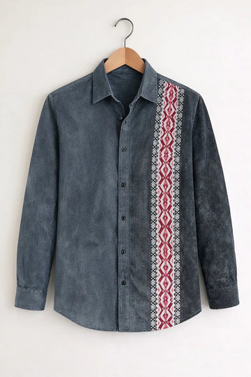 Men's Tribal Stripe Panel Design Shirt