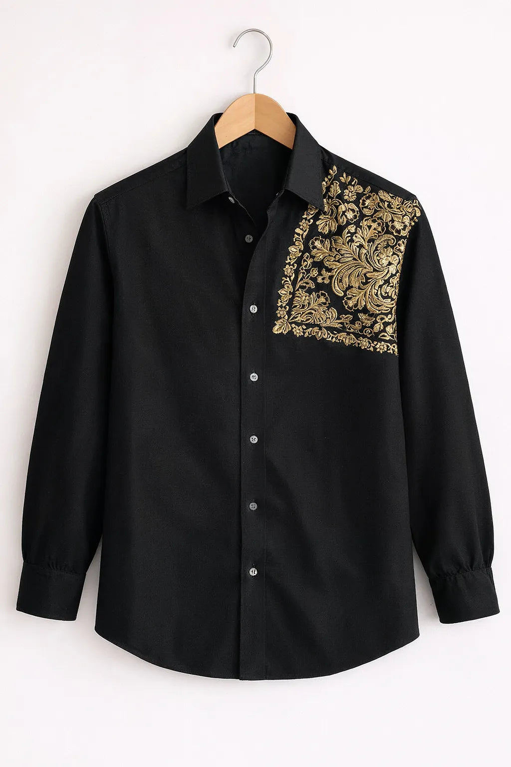 Royal Crest Embroidered Black Premium Shirt