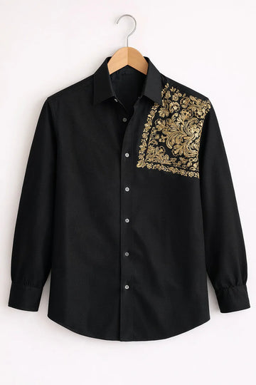 Royal Crest Embroidered Black Premium Shirt