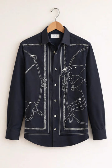 Man's Appliqué White & black Premium Shirt