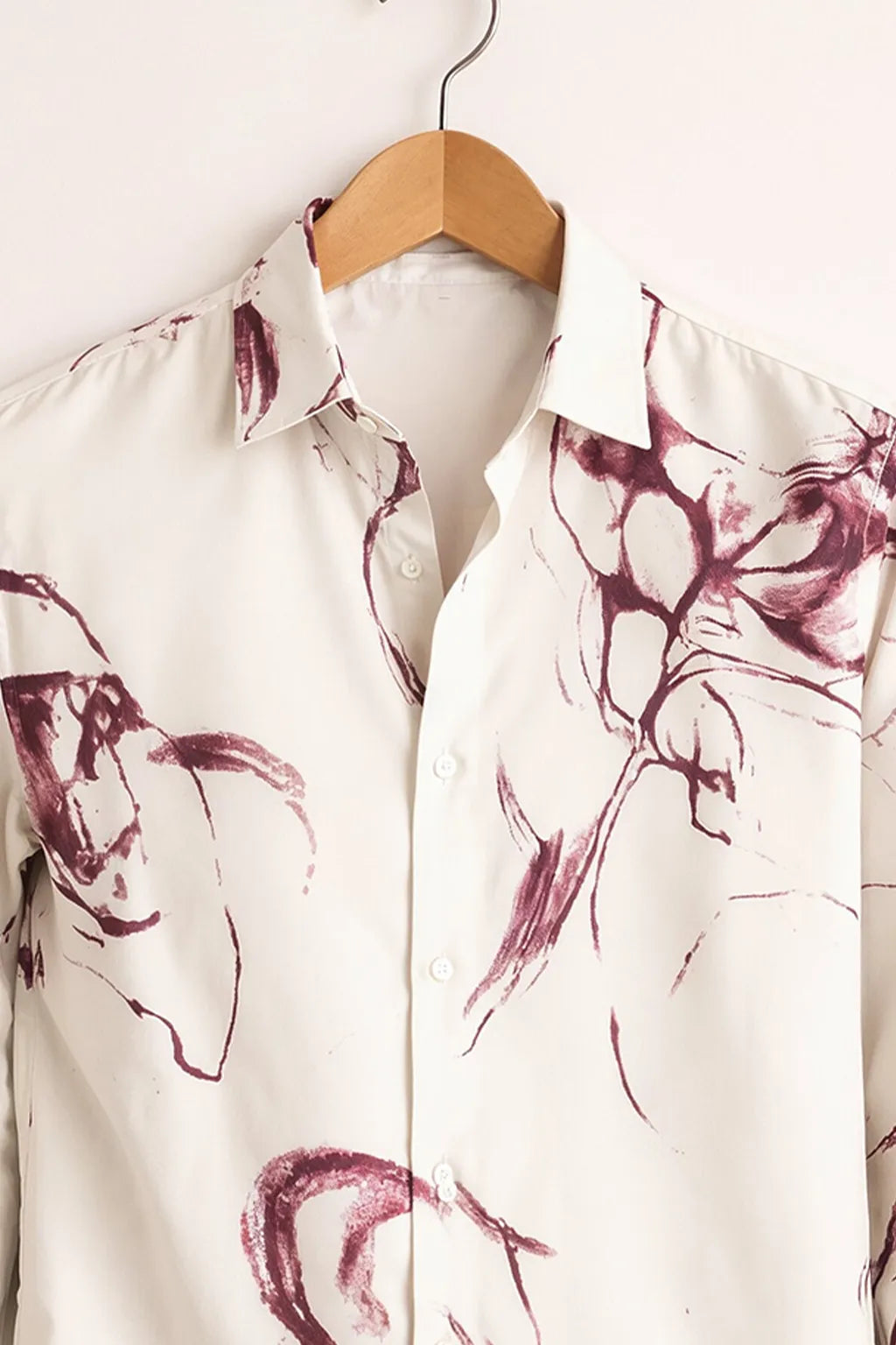 Men's Ivory Abstract Brush Print Shirt