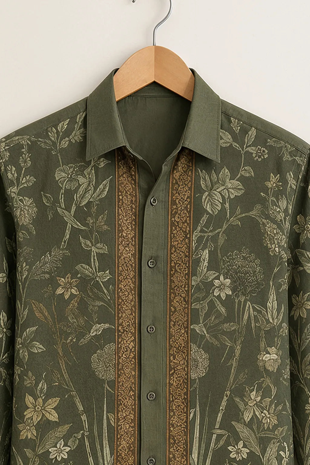 Men's Olive Royal Floral Printed Shirt