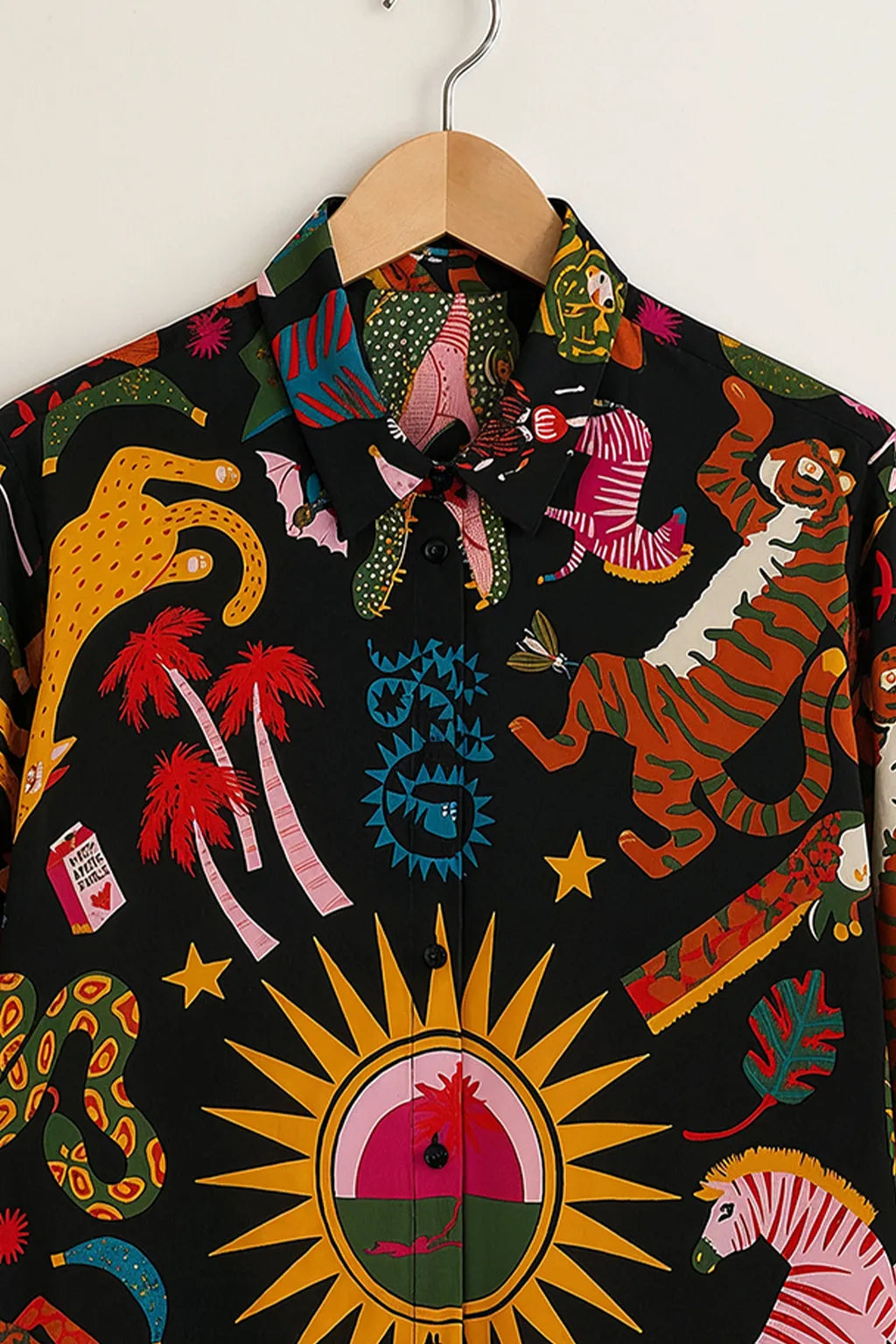 Men's Black Safari Adventure Printed Shirt