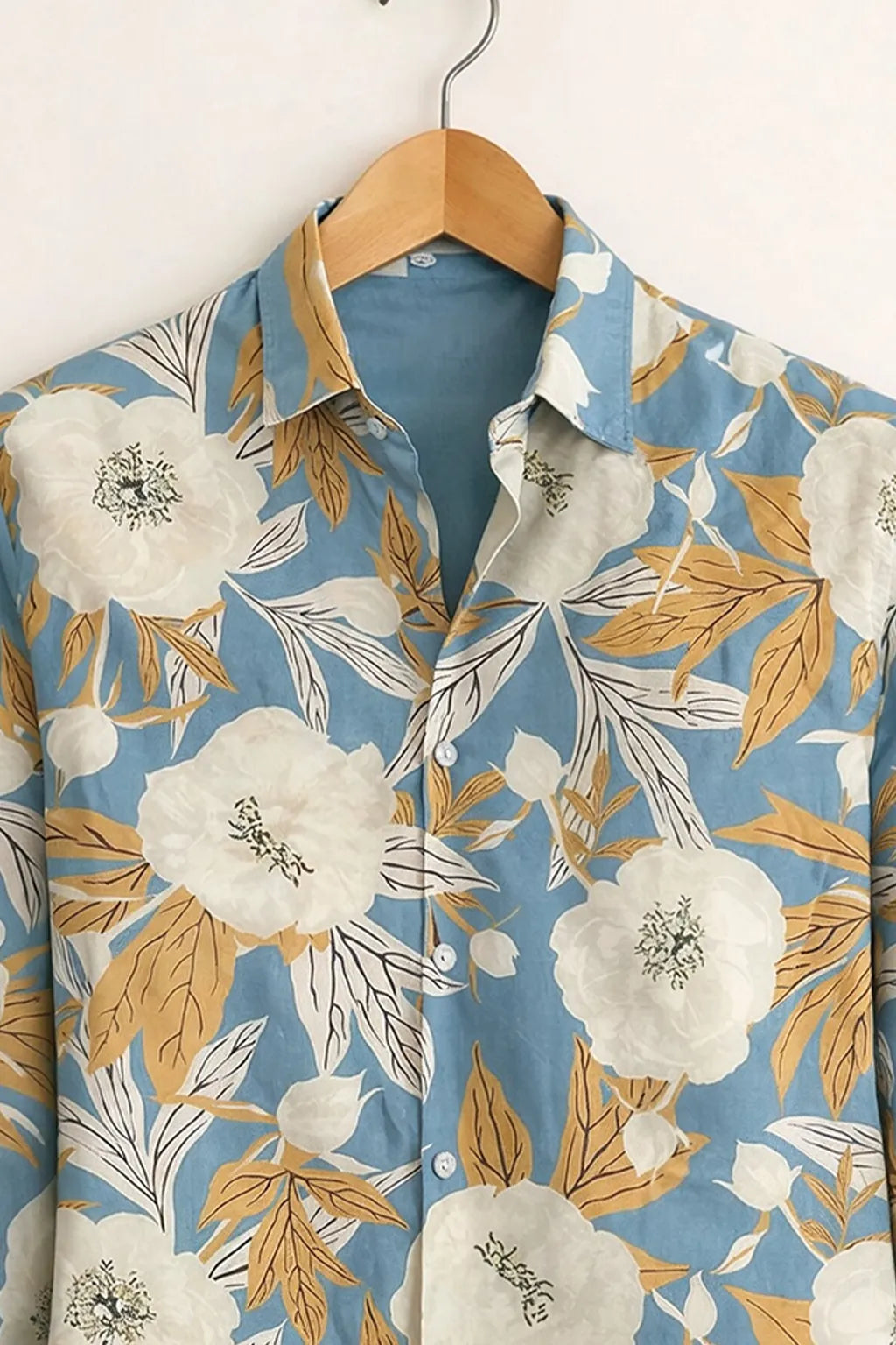 Men's Sky Blue Floral Print Shirt