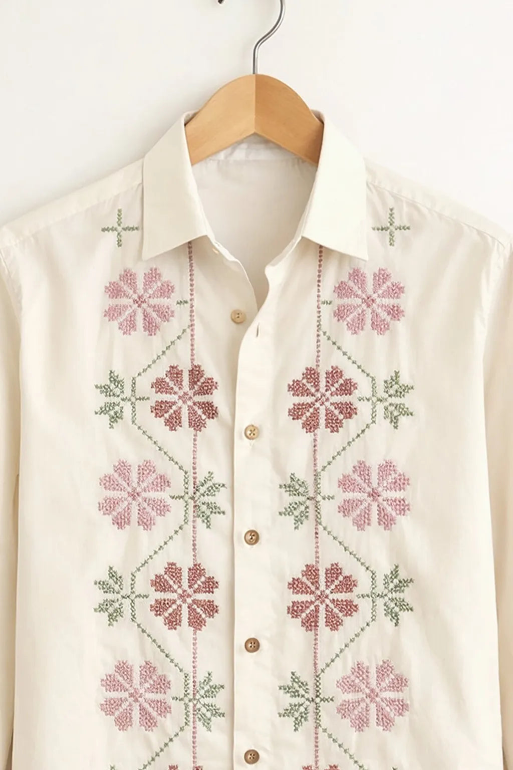 Men's Floral Geometric Embroidery Shirt