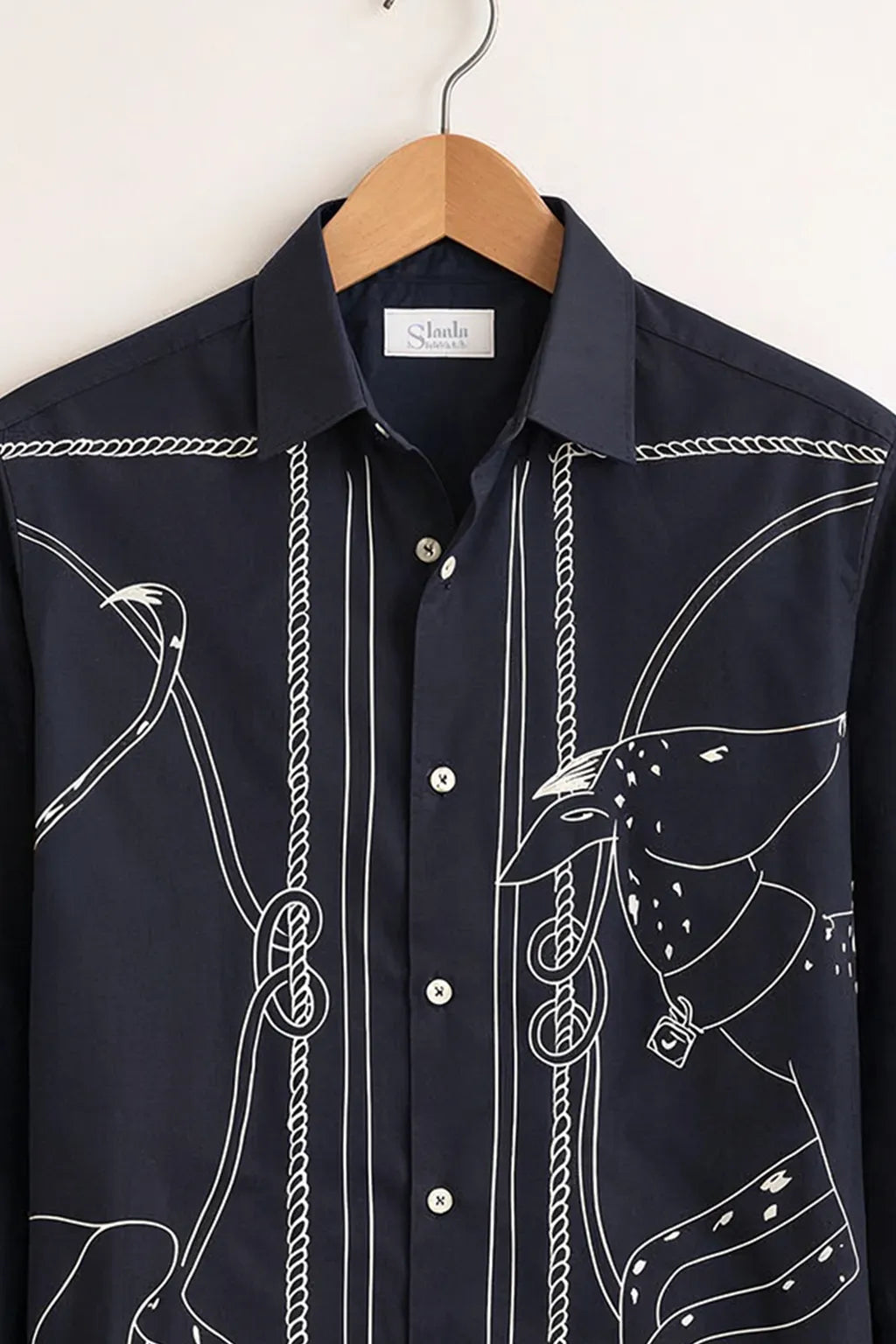 Man's Appliqué White & black Premium Shirt