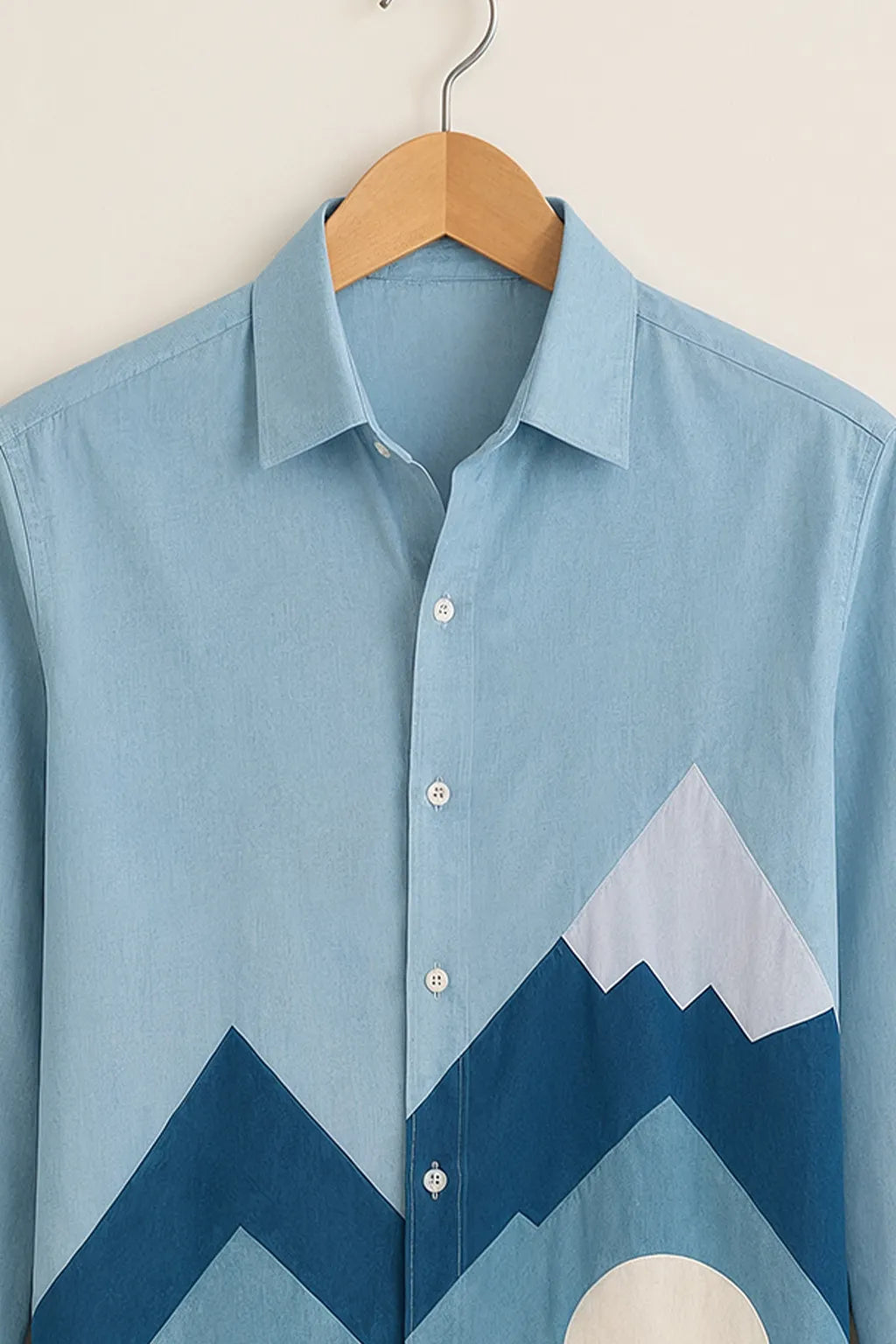 Men's Sky Blue Mountain Horizon Printed Shirt