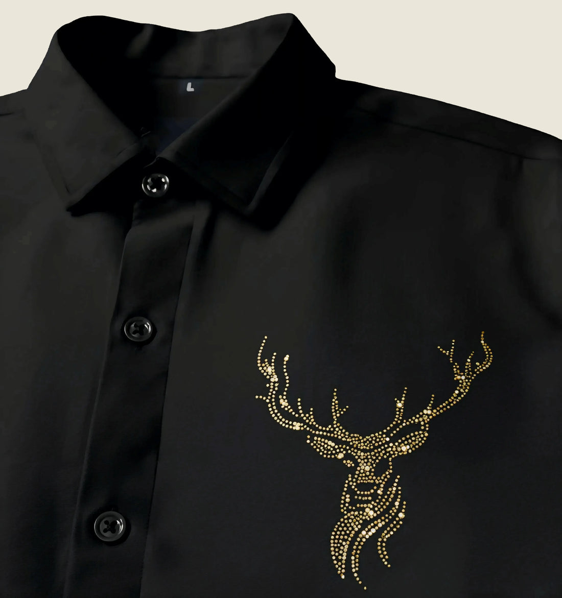 Signature Look – Diamond Work Deer Black Shirt