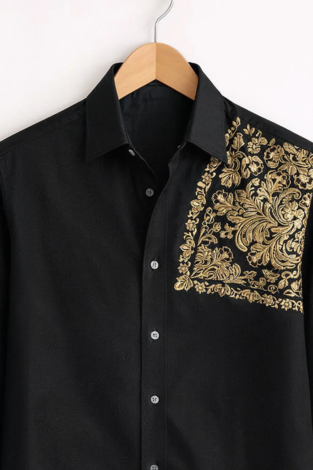 Royal Crest Embroidered Black Premium Shirt