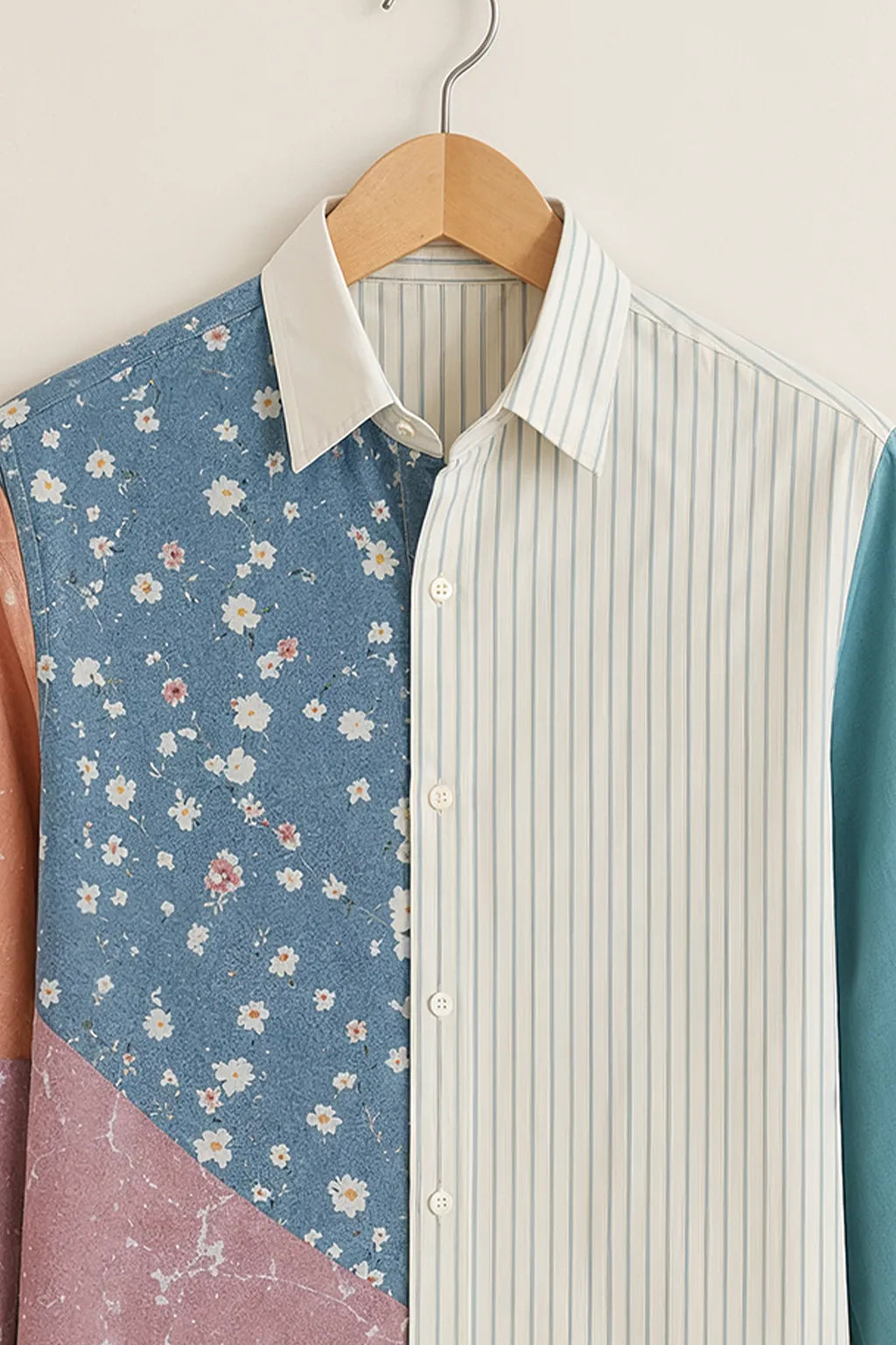 Men's Creative Patch Panel Shirt