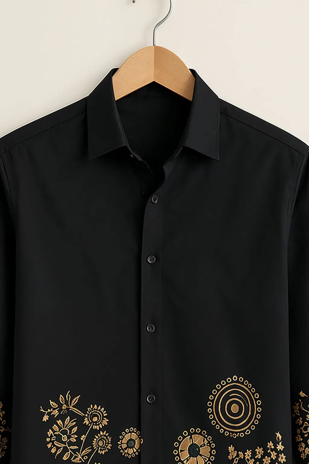 Men's Black Warli Art Printed Shirt