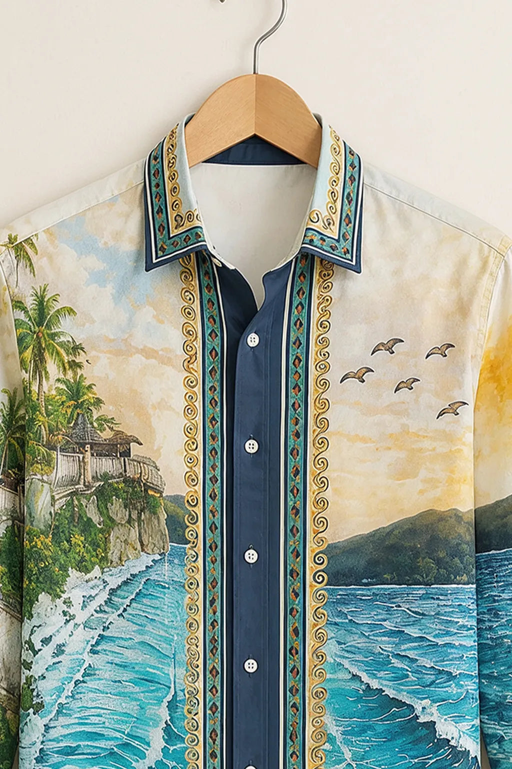 Men's Coastal Paradise Scenic Printed Shirt