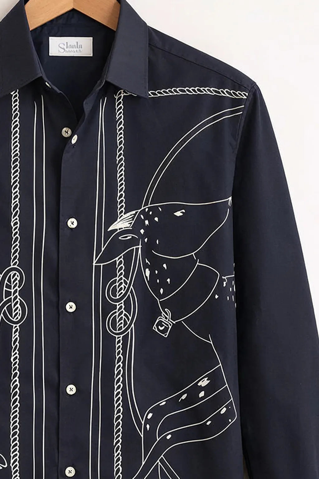 Man's Appliqué White & black Premium Shirt
