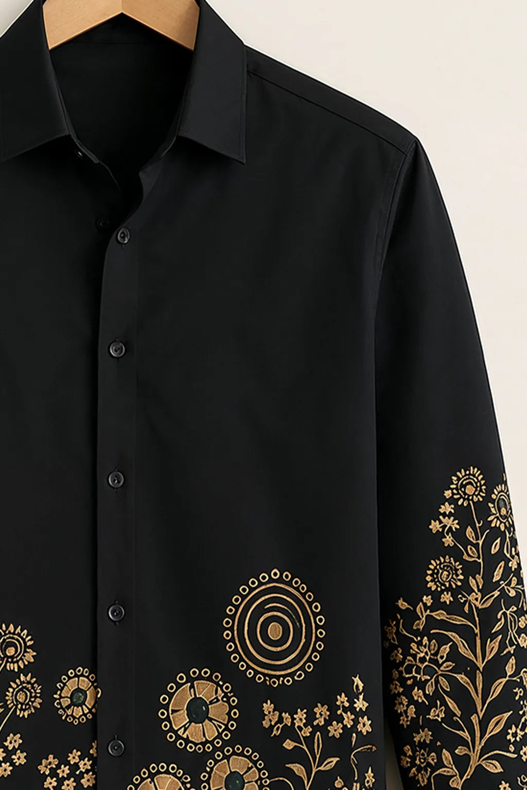 Men's Black Warli Art Printed Shirt