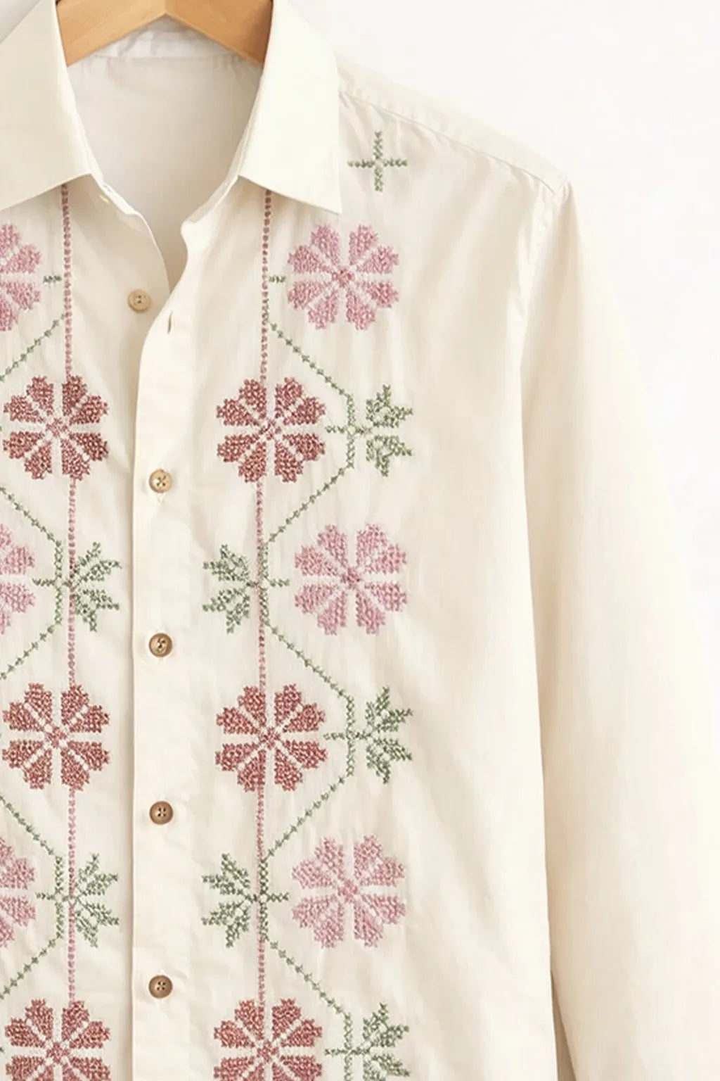 Men's Floral Geometric Embroidery Shirt