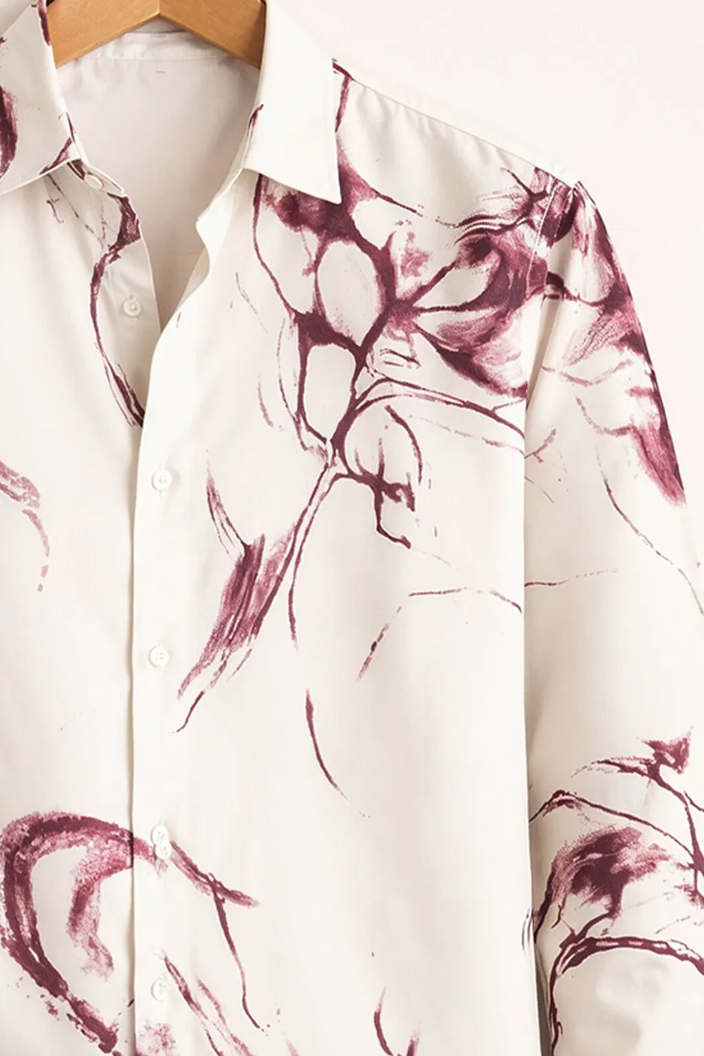 Men's Ivory Abstract Brush Print Shirt
