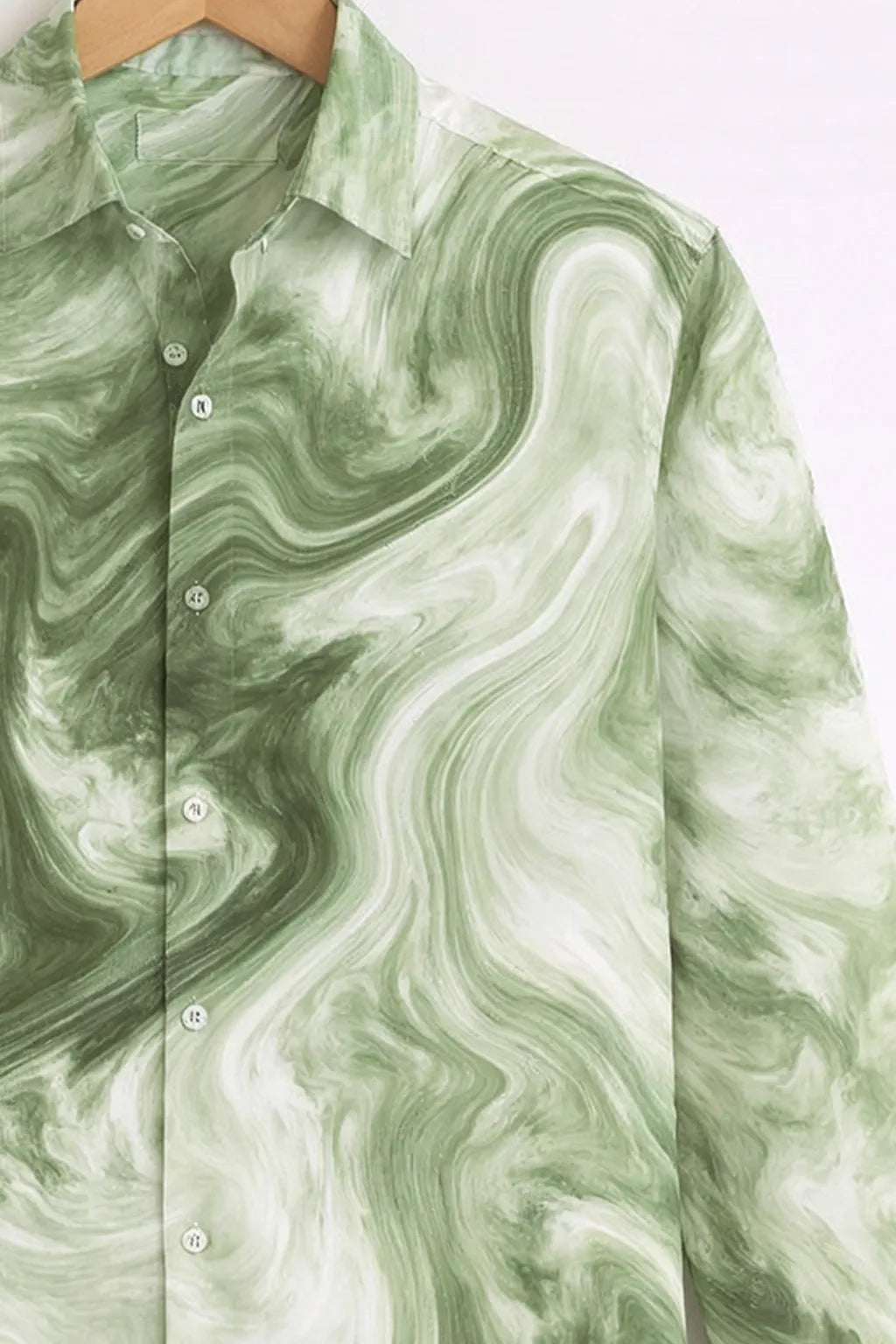 Marble Swirl Print Sage Green Premium Shirt