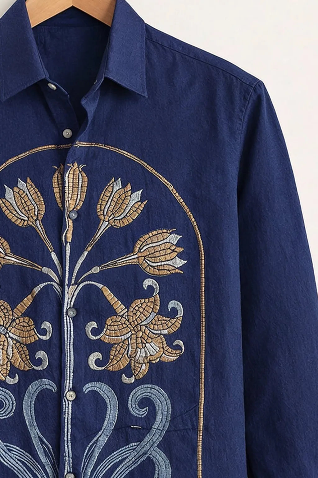 Men's Royal Floral Embroidery Shirt