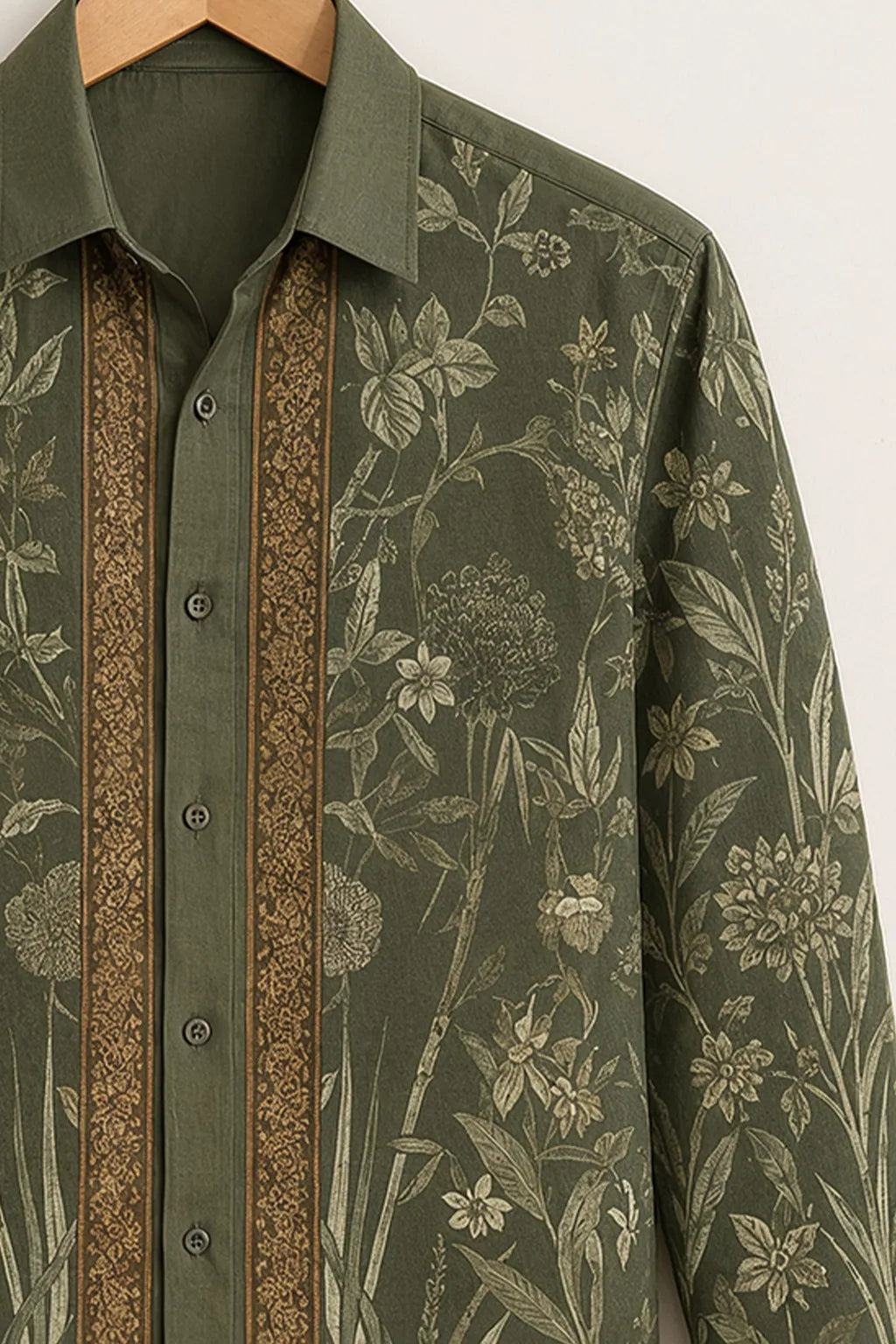 Men's Olive Royal Floral Printed Shirt