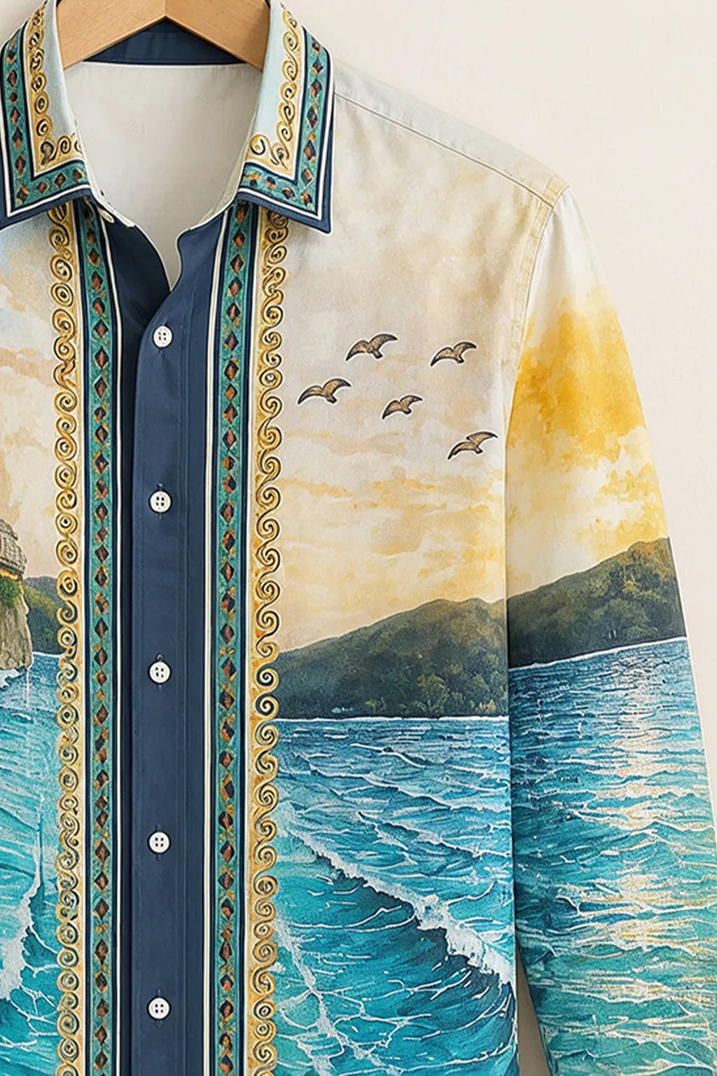 Men's Coastal Paradise Scenic Printed Shirt