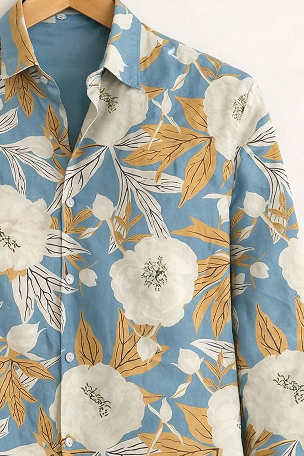 Men's Sky Blue Floral Print Shirt