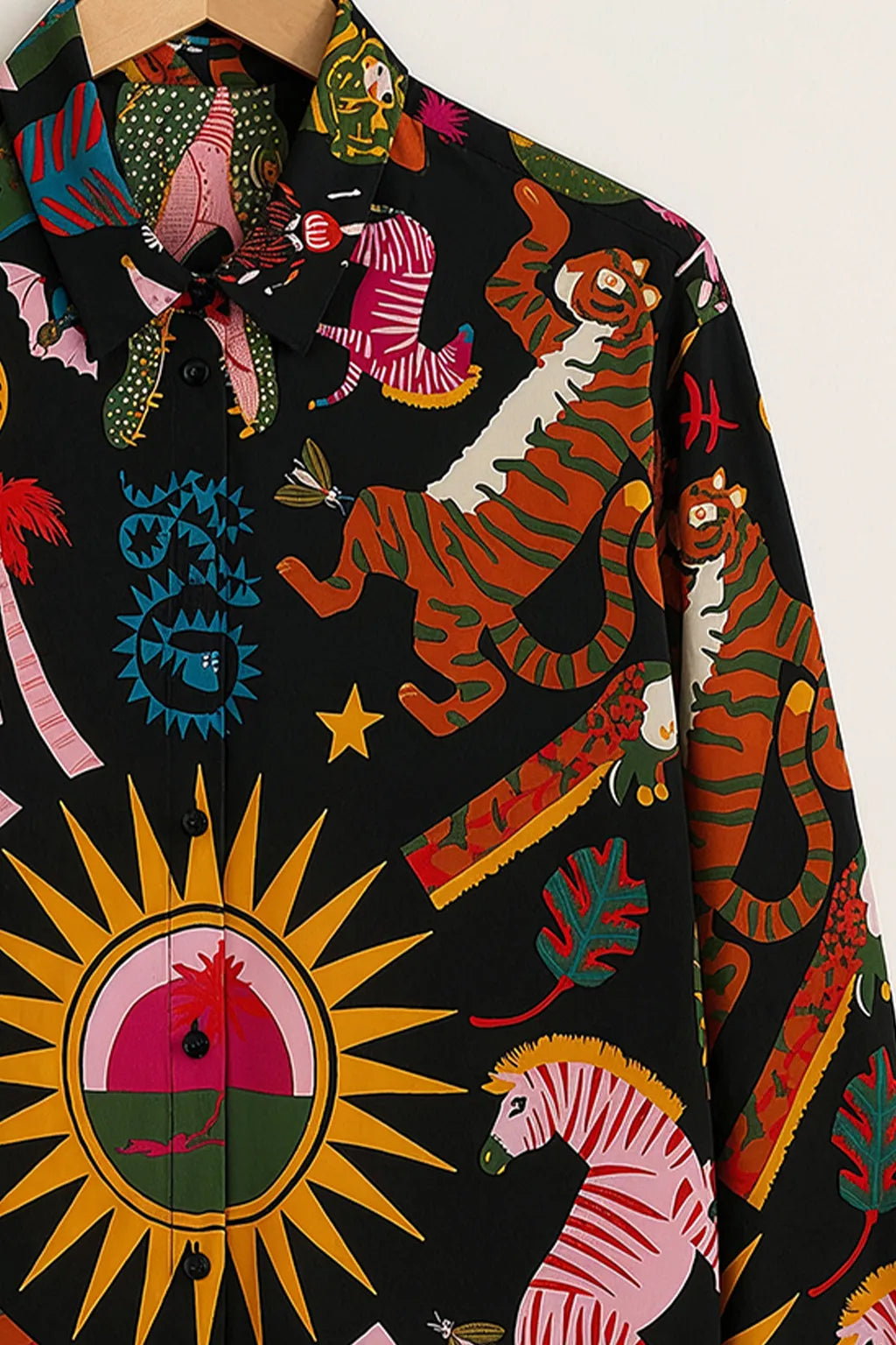 Men's Black Safari Adventure Printed Shirt