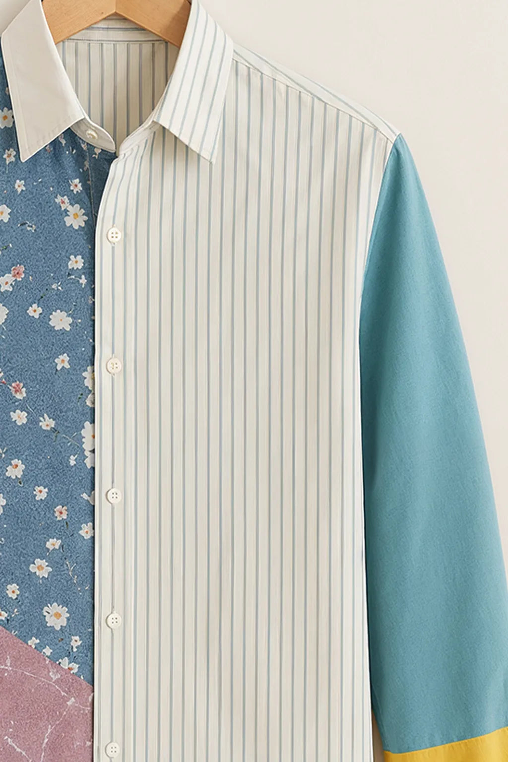 Men's Creative Patch Panel Shirt